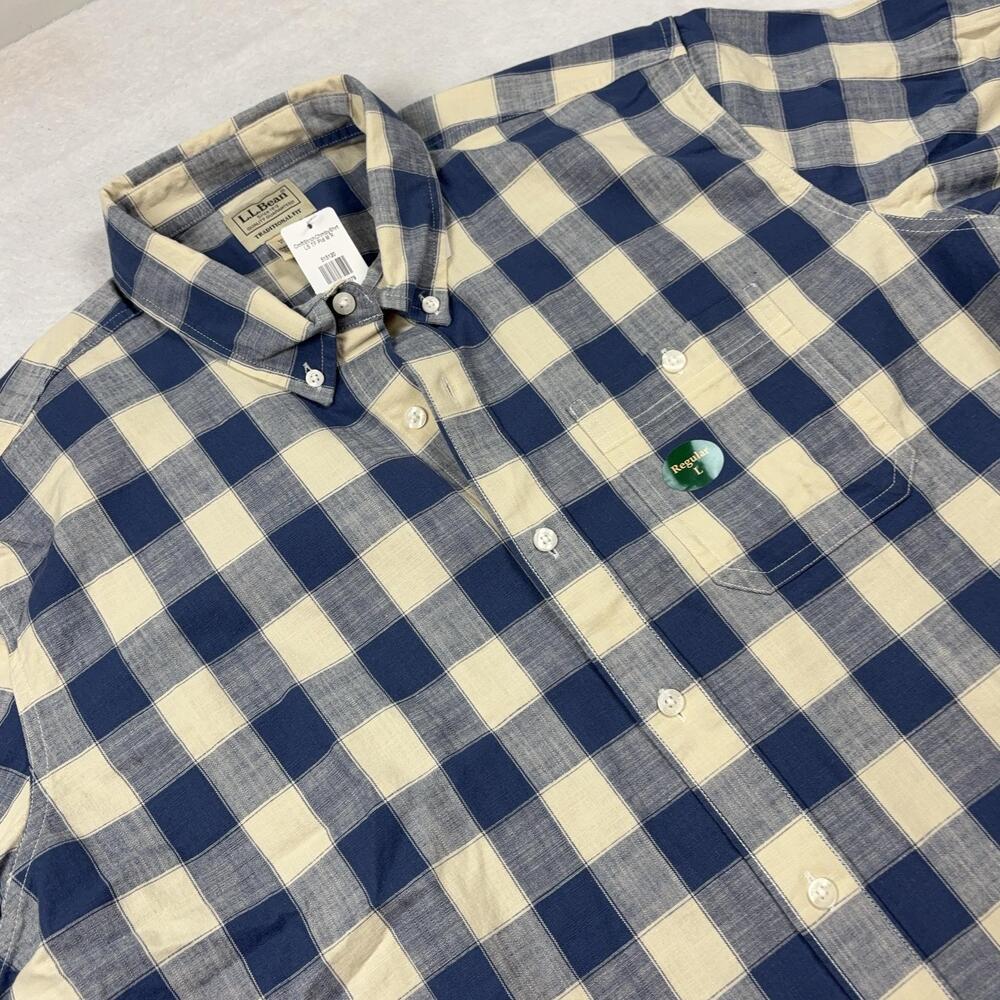 L.L.Bean Shirt Men L Blue Plaid Long Sleeve Button-Down Traditional Fit
